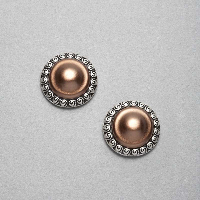 Bronze Clip On Button Earring, , large