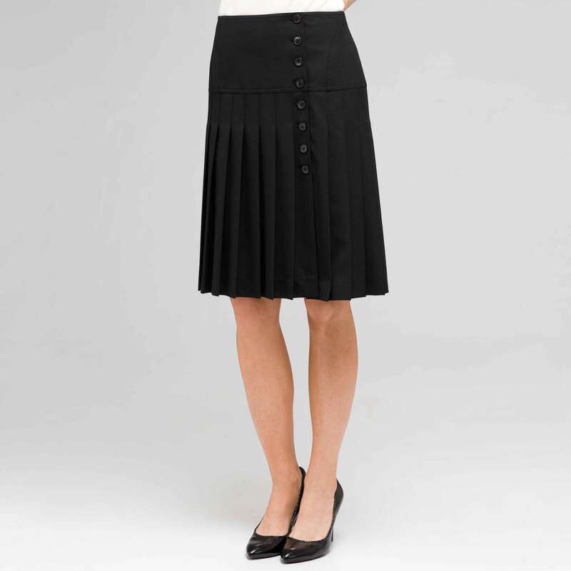 Side Button Pleated Skirt, , large