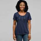 Scoop Neck Tee with Applique, , small