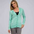 Ruffle Front V-Neck Cardigan, Icy Mint, small