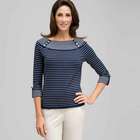 3/4 Sleeve Boat Neck Striped Knit, , small