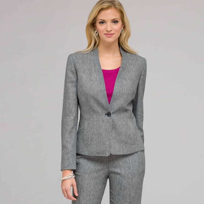 One Button Flat Front Jacket, , large