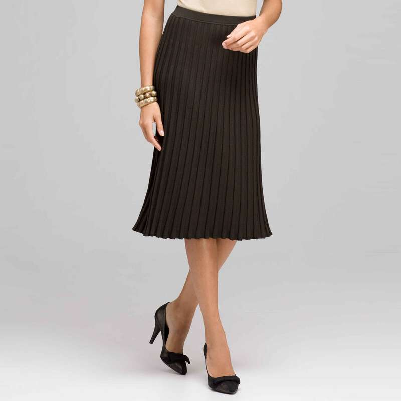 Ribbed Pleated Skirt, Laurel, large