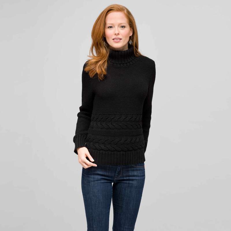 Cotton Turtleneck Sweater, Black, large