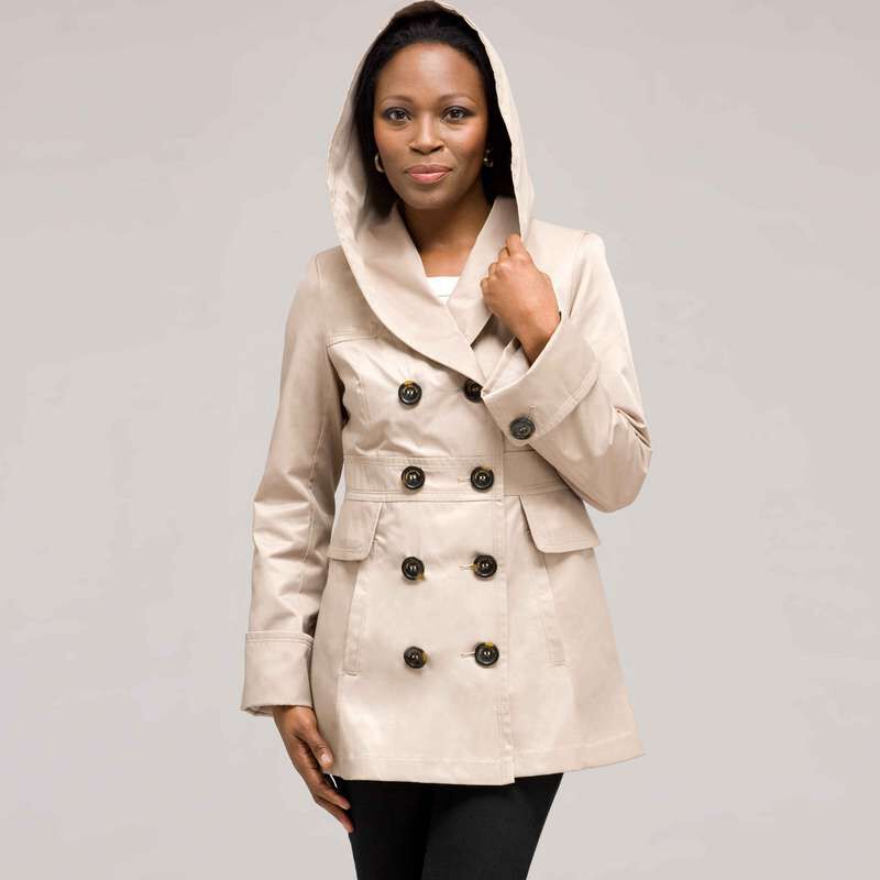 Hooded Trench Coat, , large
