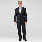 Charcoal Single Pleat Striped Wool Suit, , small