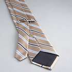 Striped Silk Tie, Taupe, small