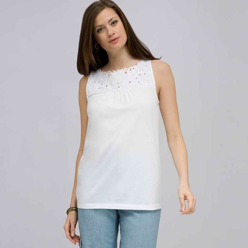 Embroidered Boat Neck Top., , large