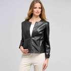 Leather Top Front Studded Jacket, , small