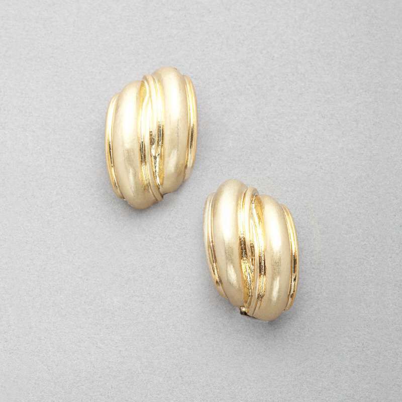Worn Gold Curved Earring, , large