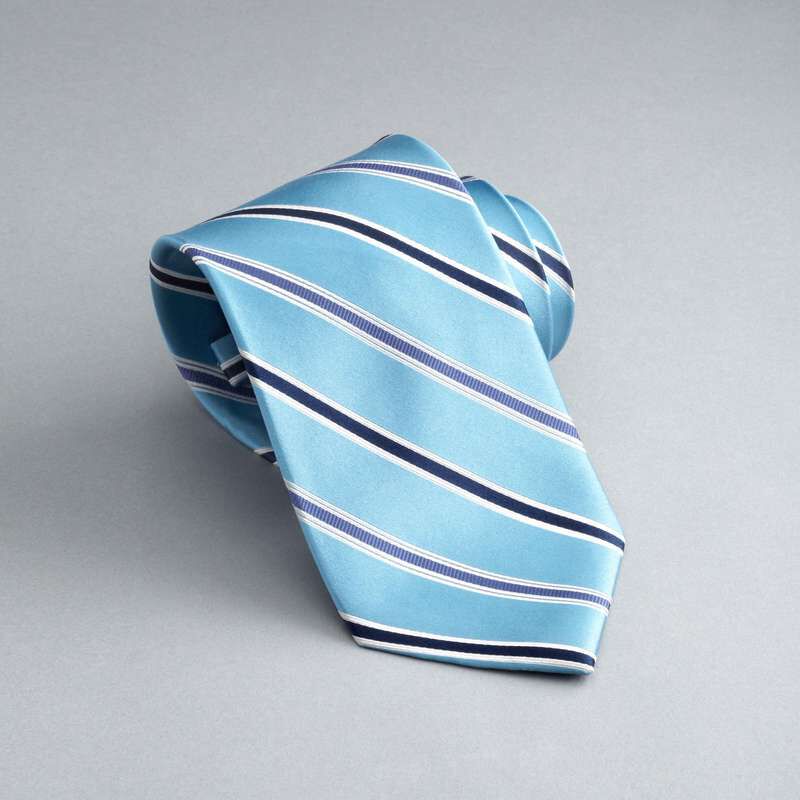 Striped Silk Tie, Turquoise, large