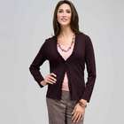 Long Sleeve Ruffle Front Trim Cardigan, Brown, small