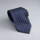 Checked Silk Tie, Navy, small