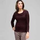 3/4 Sleeve Novelty Pointelle Cowl Neck, , small