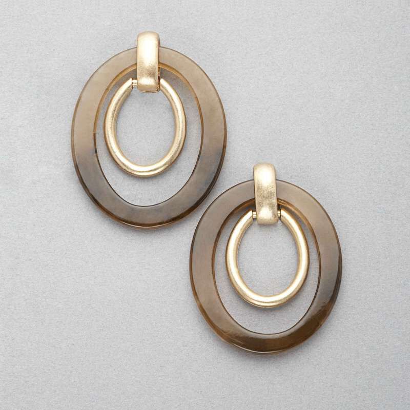 Double Hoop Clip On Earring, , large