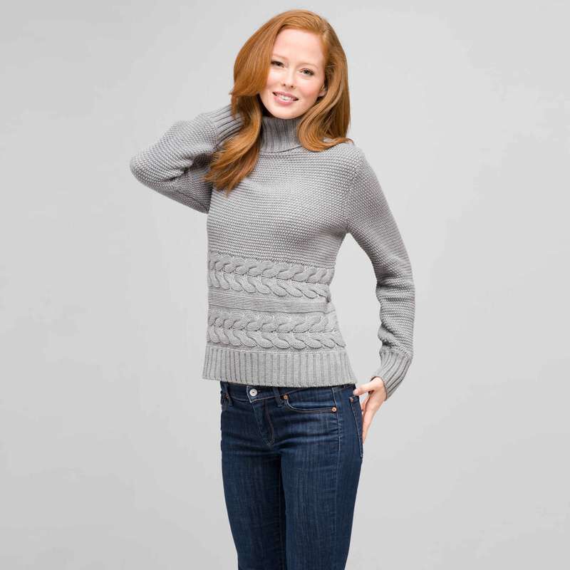Cotton Turtleneck Sweater, Grey Heather, large