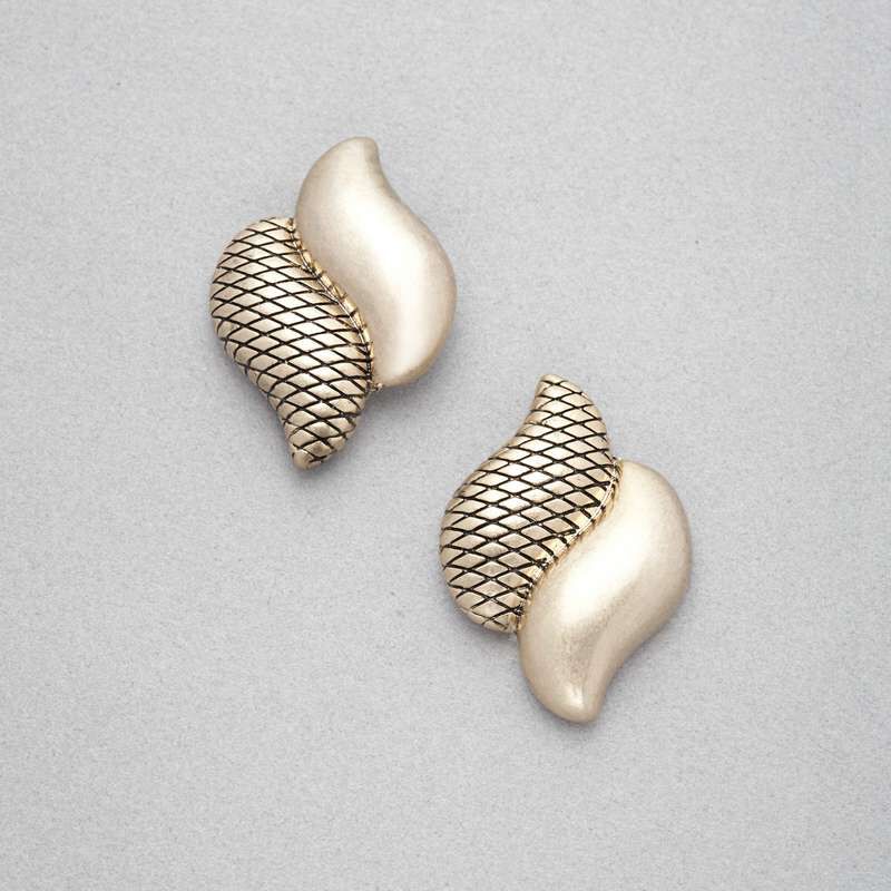 Gold Button Earring, , large