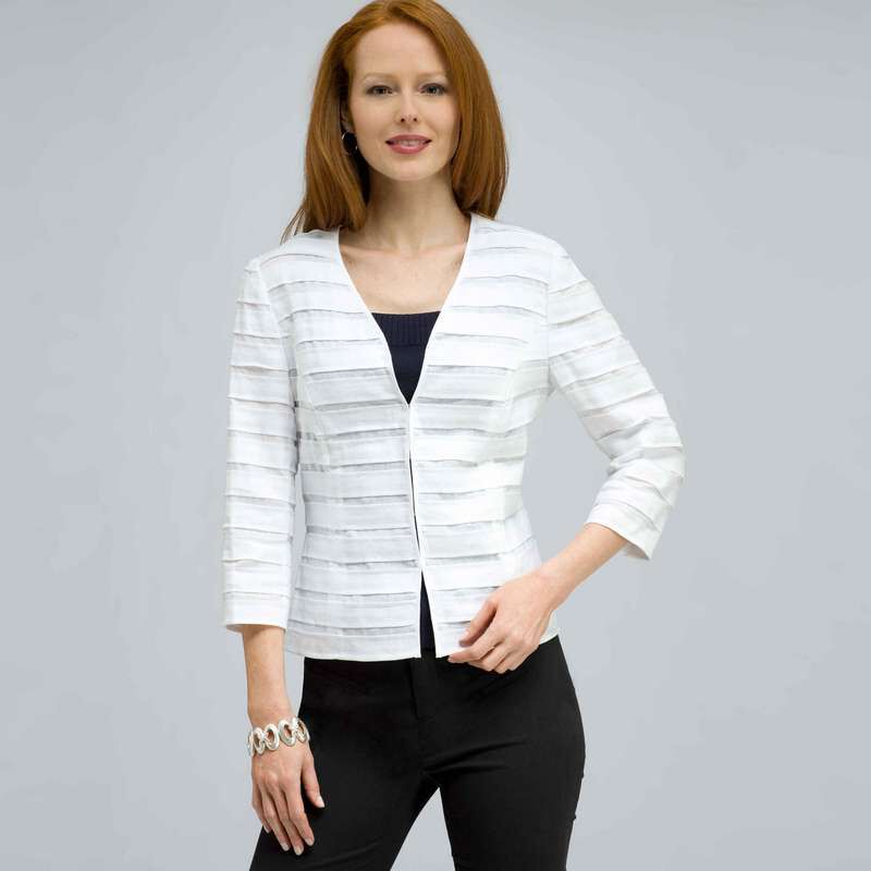 Pleated Jacket., White, large