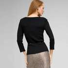 Belted Ribbed Boat Neck Sweater, Black, small