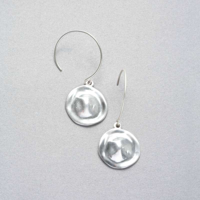 Hammered Silver Earrings, , large